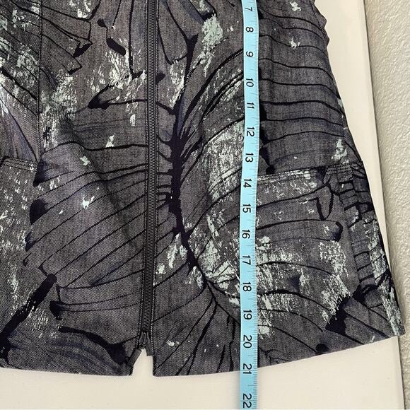 Lafayette 148 Chambray Athea Tropical Leaf Print Zip Up Jacket S EUC - Picture 8 of 8